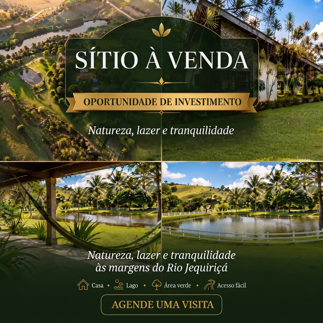 Peça de divulgação: Sítio à venda, oportunidade de investimento